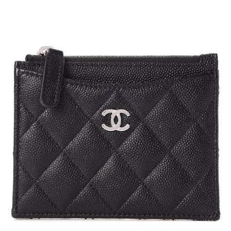 chanel caviar quilted cc zip card holder|Long Wallets .